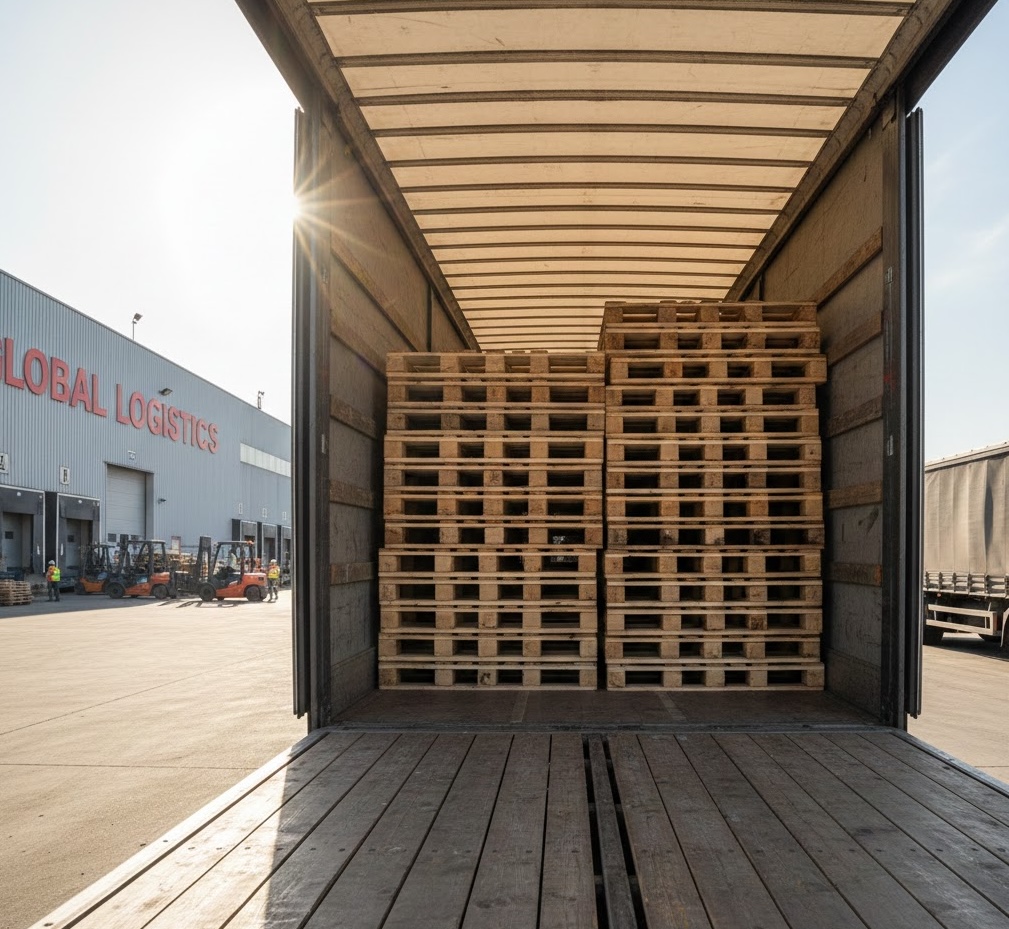 Pallets loaded in delivery truck ready for transport