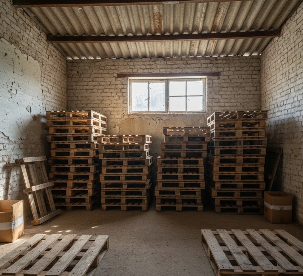 Well-organized pallet warehouse with natural light